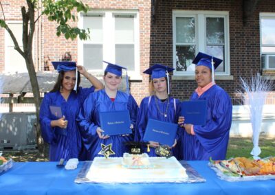 Group of people wearing blue color dress