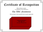 A certificate of recognition for the Purchase a Brick for Any Occasion foundation.