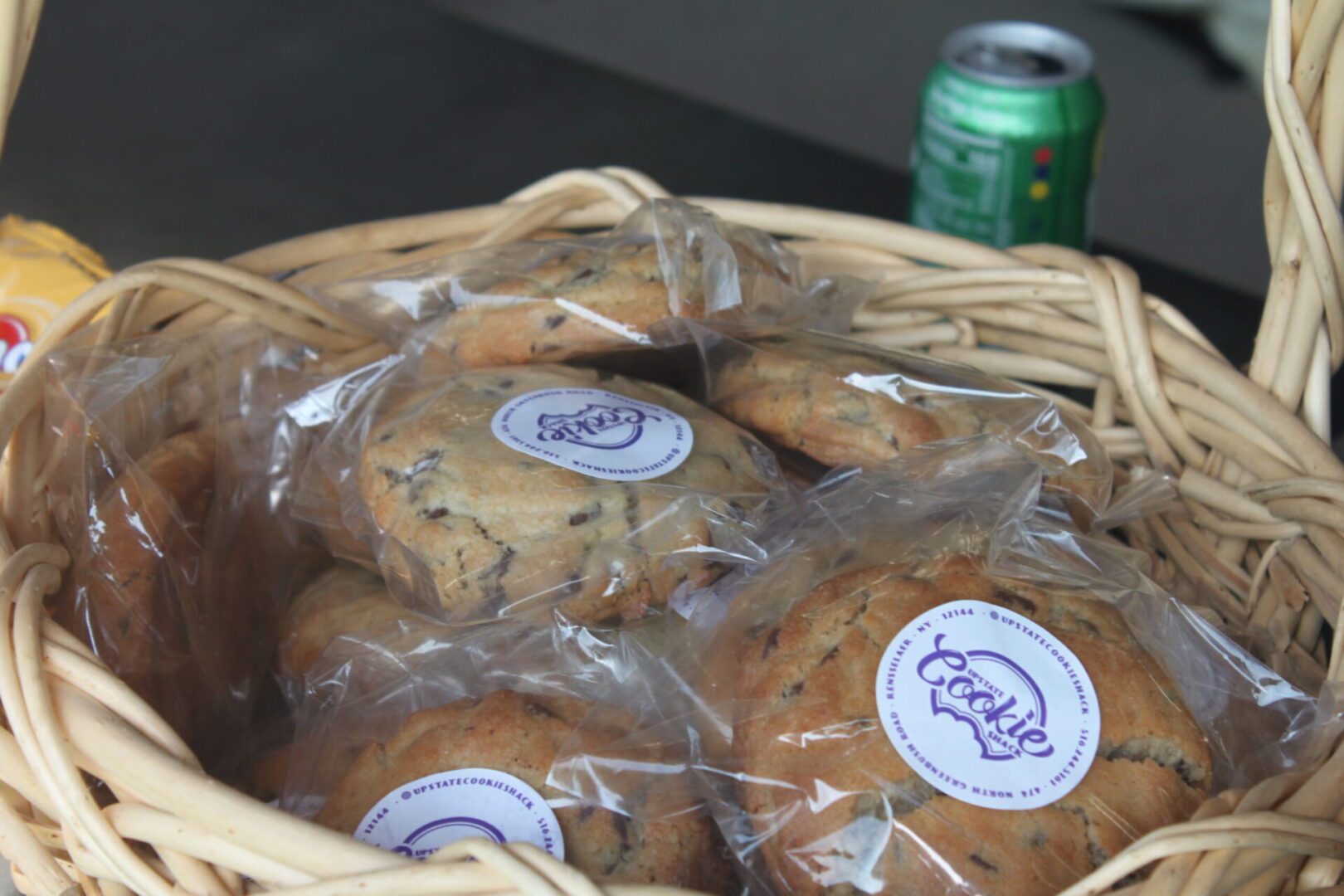 A basket full of cookies.