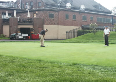 Green grass on the golf course.