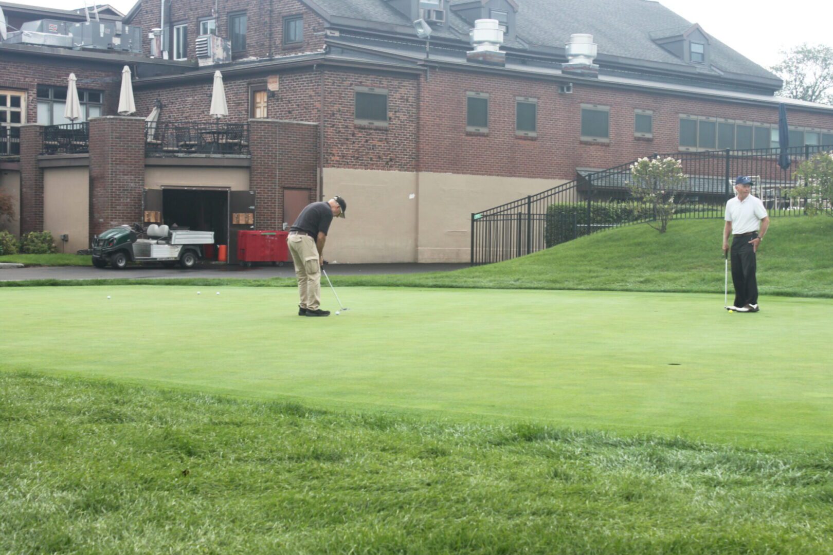 Green grass on the golf course.