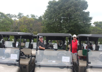 A group of golf carts.