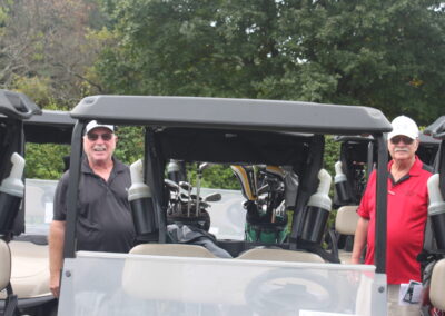 A group of golf carts.