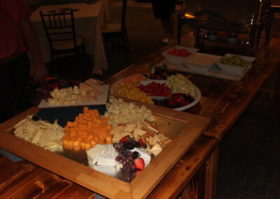 A table with a lot of food on it.