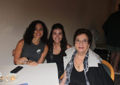 Three women sitting at a table.