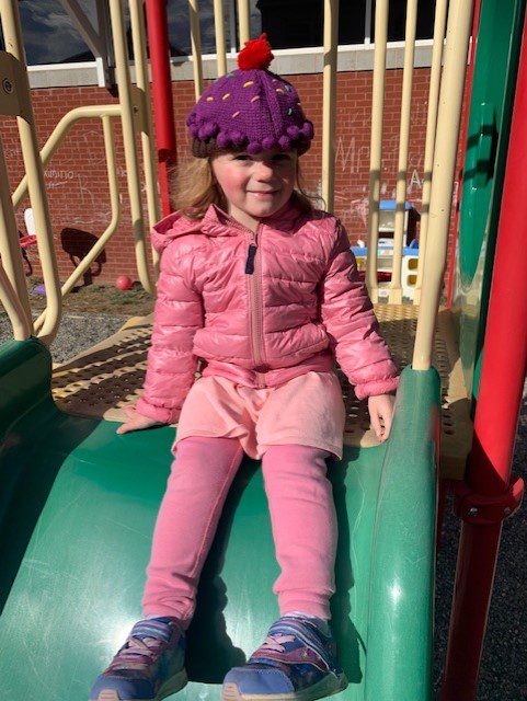 A kid on the slide