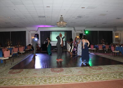 A group of people dancing on a dance floor.