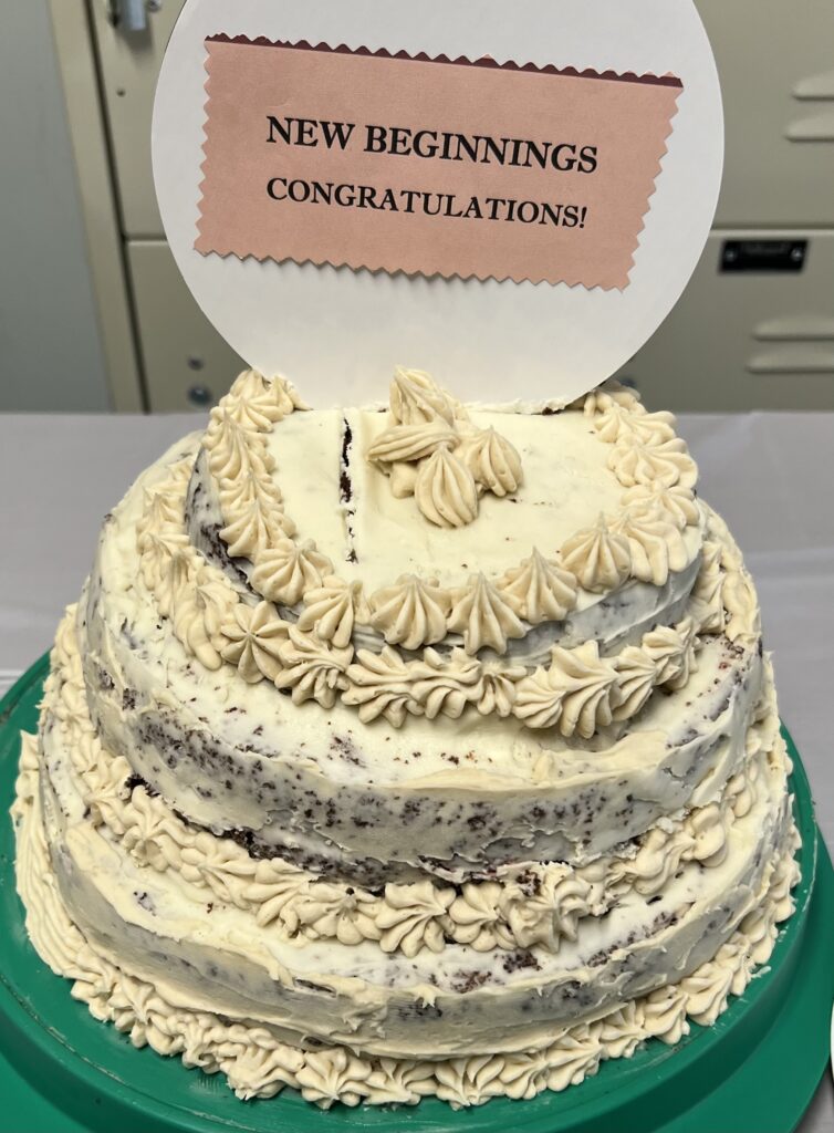 Close up image of a congratulations cake