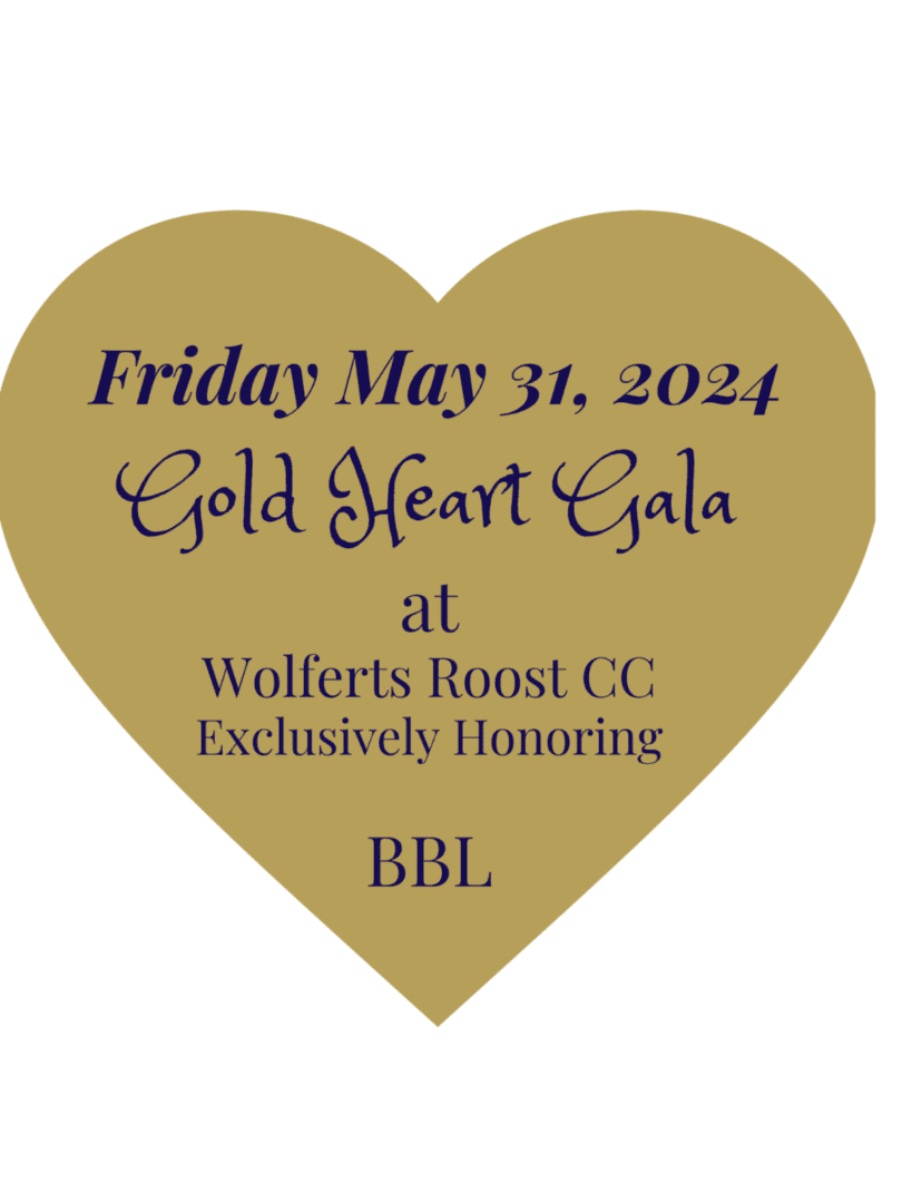 Gold Heart Gala flyer with proper information on a white background.